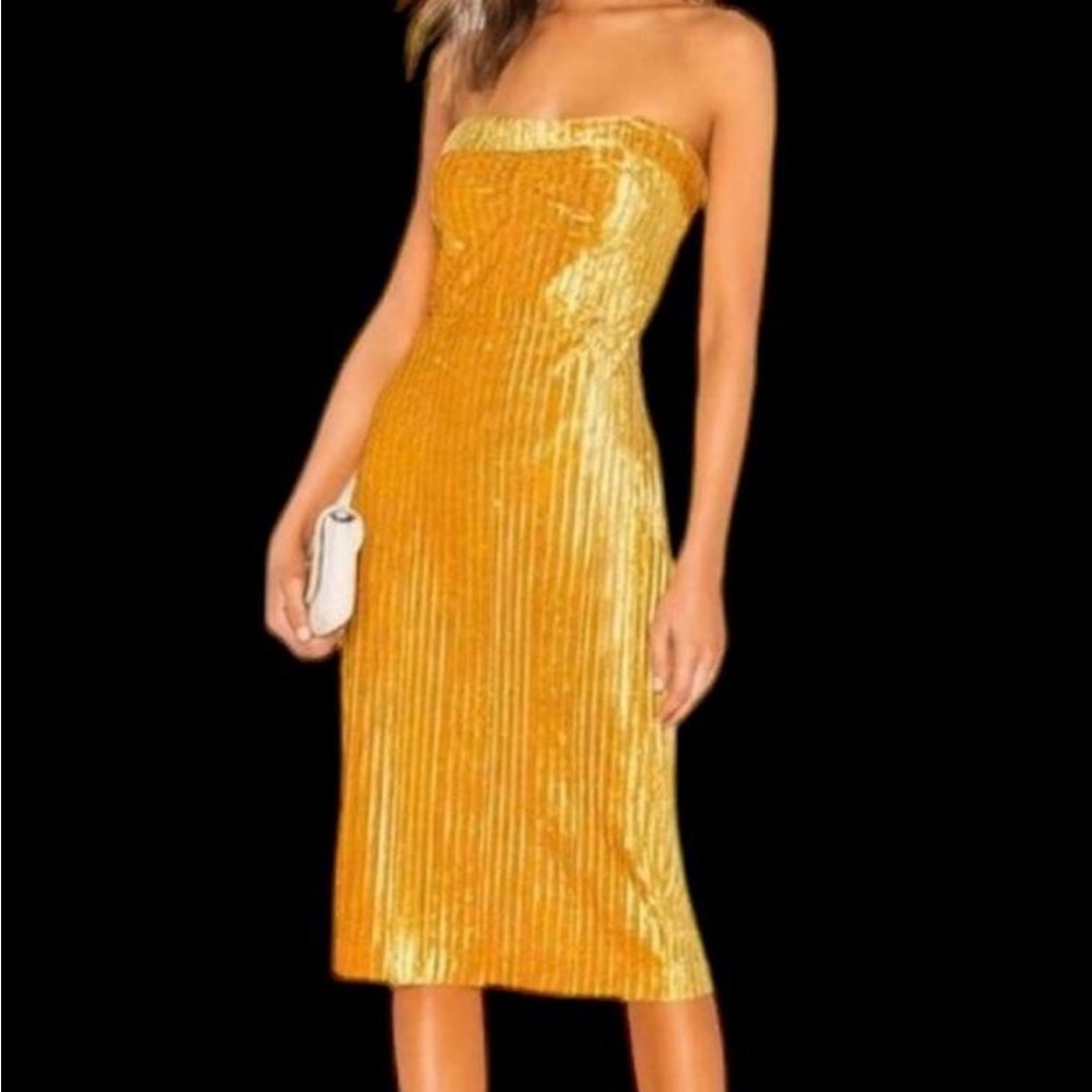 NBD yellow velvet dress